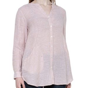 Sigred Olsen Coastal Grma Blush Pink Linen Roll Tab Sleeve Tunic Size XL